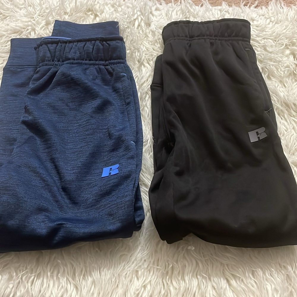Two Kid’s athletic pants( blue+ black) xs